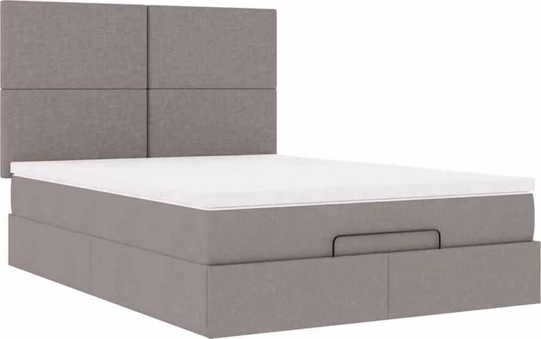 Struttura Letto Pouf con Materasso Tortora 140x200cm in Tessuto
