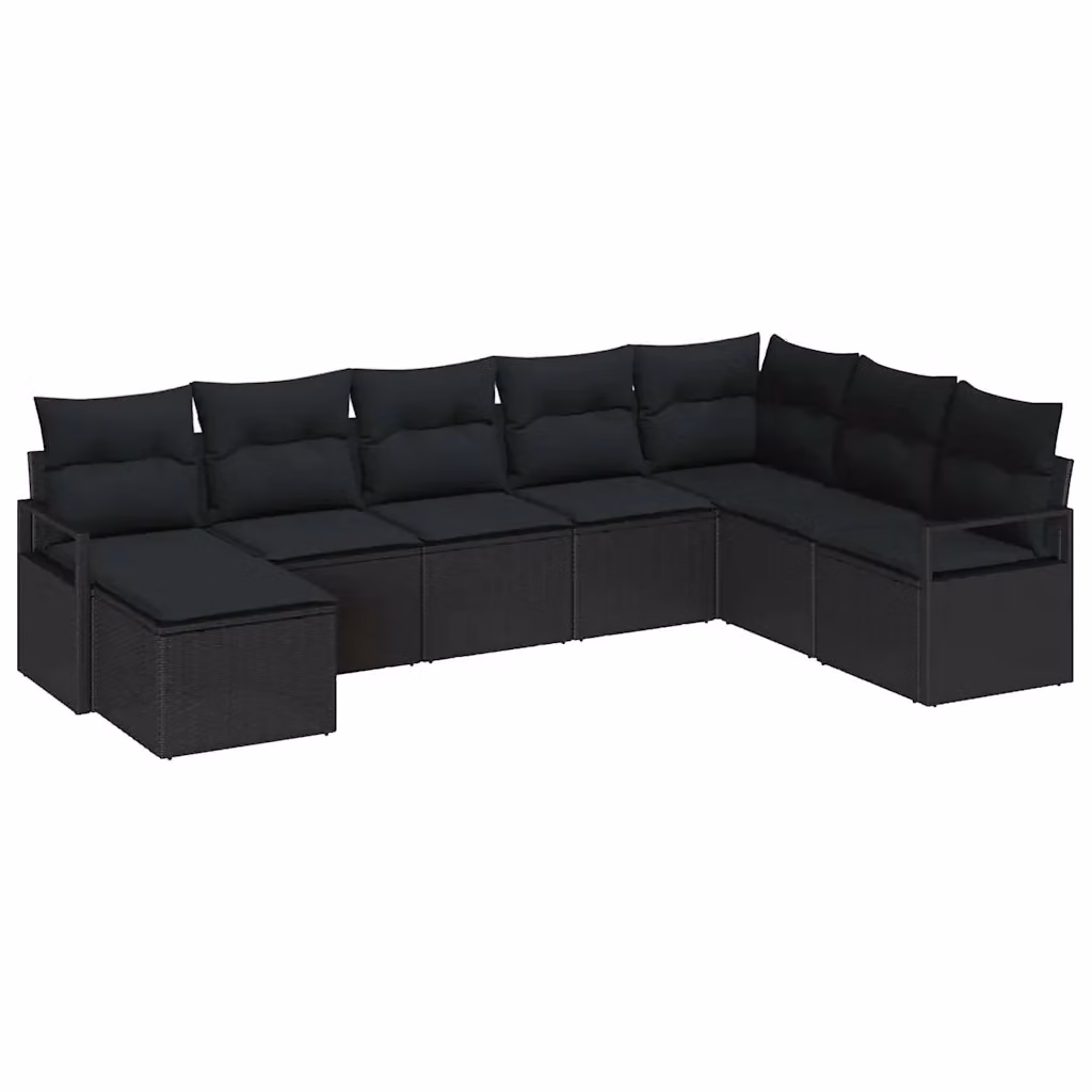 Set di divani da giardino vidaXL in polyrattan nero con cuscini inclusi – 2