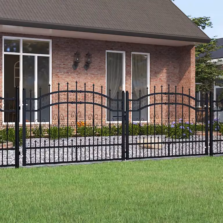 Cancello doppio per recinzione vidaXL KAMPEN con punta a lancia in acciaio nero L: 302 cm, H: 100 cm