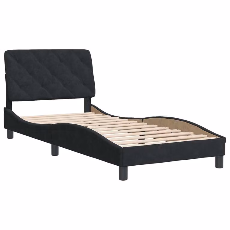 Giroletto senza Materasso Nero 90x200 cm in Velluto