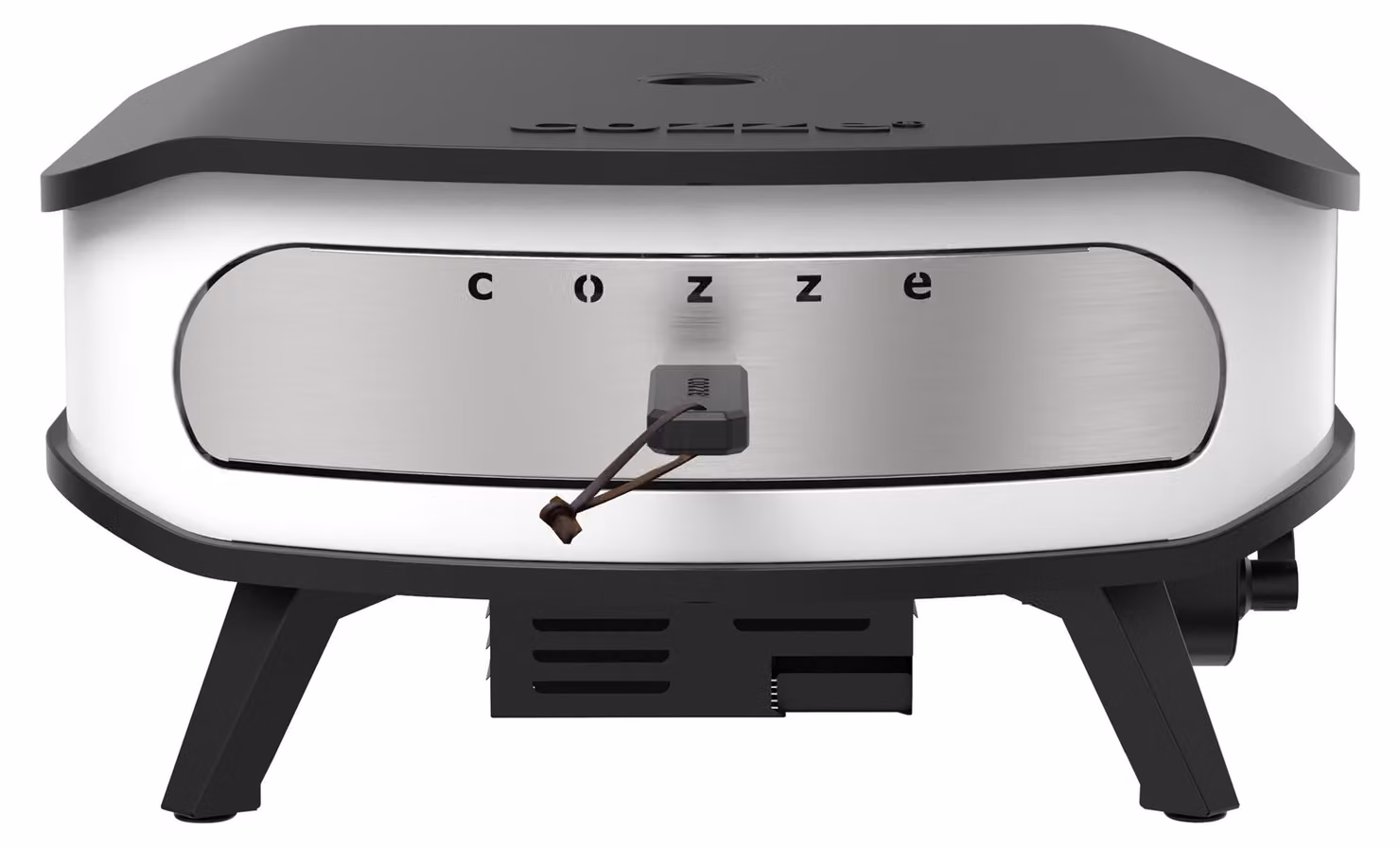 Forno per pizza Cozze® Rotate 17, incl. pietra per pizza / termometro, con 3 bruciatori a gas, 6 kW, superficie di cottura 42,5 x 42,5 cm, dimensioni dell'apparecchio 61 x 31 x 61 cm, acciaio / cordierite, bianco"