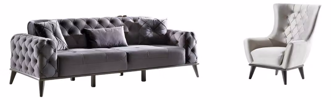 Wohnzimmer-Set 2tlg 3-Sitzer Sofa Sessel Textil Modern 3+1 Sofagarnitur Couch