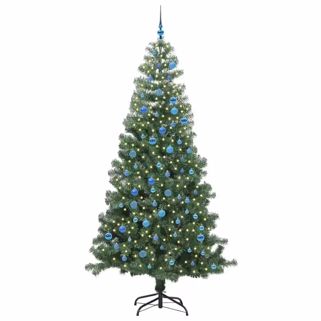 Albero di Natale moderno vidaXL verde in PVC con 300 LED luce bianca calda, Altezza: 240 cm – 2