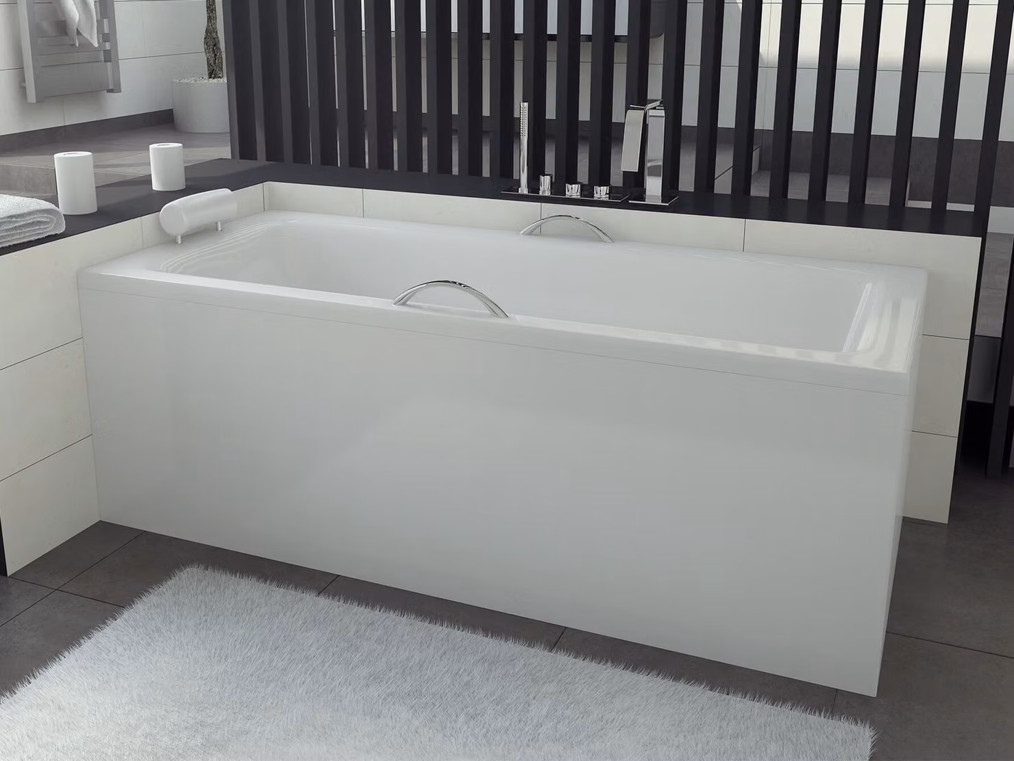 Vasca rettangolare 160x75 con grembiule in acrilico, set di scarico e piedini GRATUITI | Set completo 4in1 sifone originale per vasca in acrilico | BADLAND TALIA