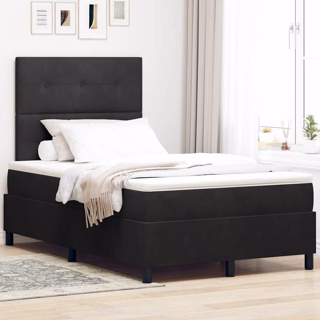 Maison Exclusive - Letto boxspring con testiera, nero, 120 x 200 cm, velluto