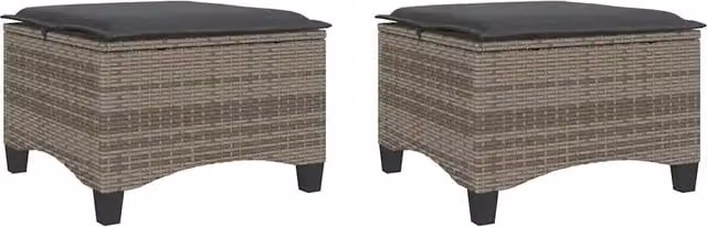 Set di 2 sgabelli da giardino in polyrattan con cuscini grigi DESIGN IN L/P/H: 55 x 55 x 36 cm CFW5622989