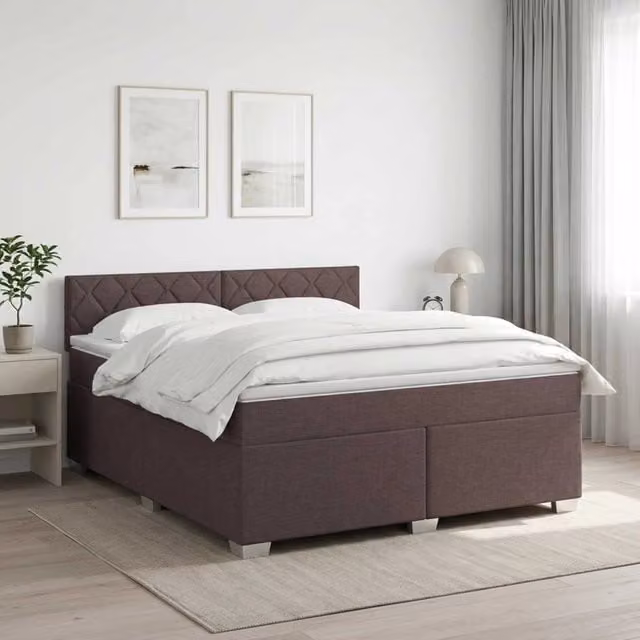 Letto box spring con materasso ibrido vidaXL Marrone Scuro L/P: 160 x 200 cm