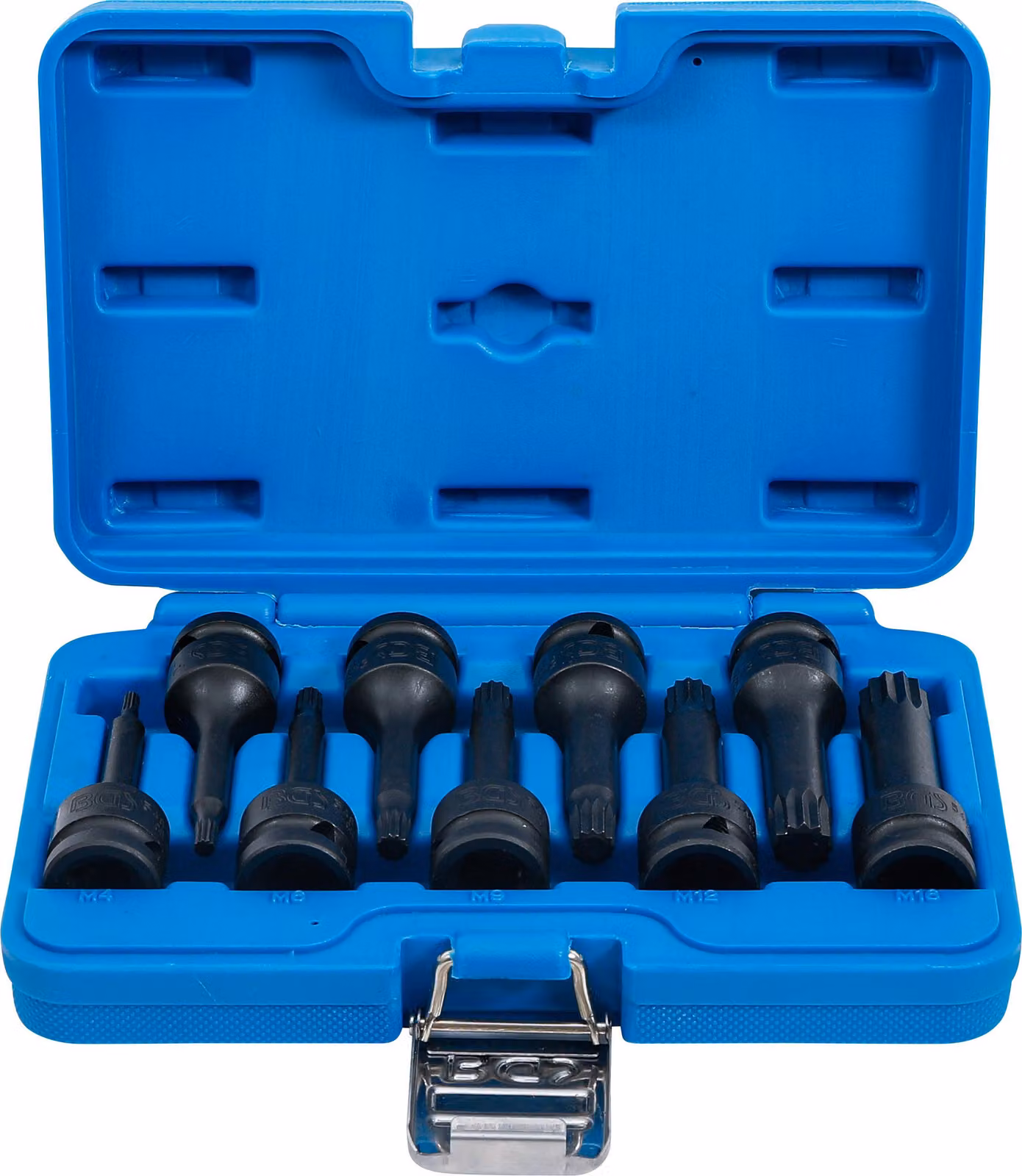 Set di bussole BGS Kraft con attacco quadro 12,5 mm (1/2") interno multidente (per XZN) M4 - M16 9 pezzi - 5482