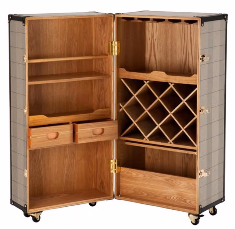Mobile bar "Casa Padrino" in stile vintage, con design da valigia - Comodino in stile Art Déco e barocco - 88 x 88 x altezza 122 cm