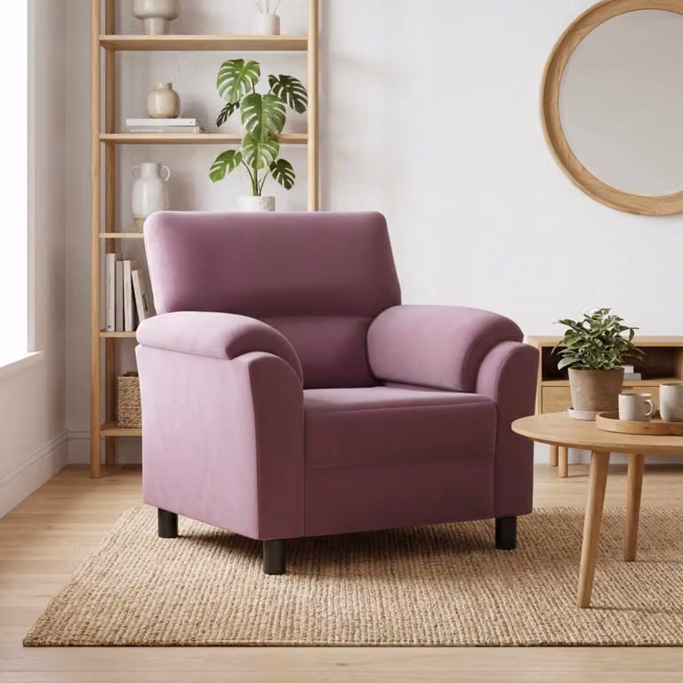 Divano moderno vidaXL in velluto viola L: 94 cm, P: 85 cm, H: 93 cm