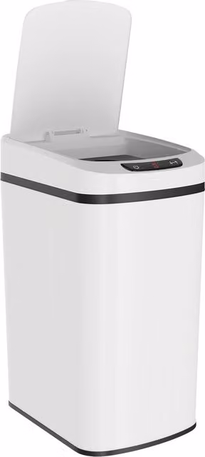 Cestino dei rifiuti con sensore a infrarossi HOMCOM da 12L in acciaio inox e plastica, bianco, L: 28 cm, P: 22 cm, H: 41 cm – 1