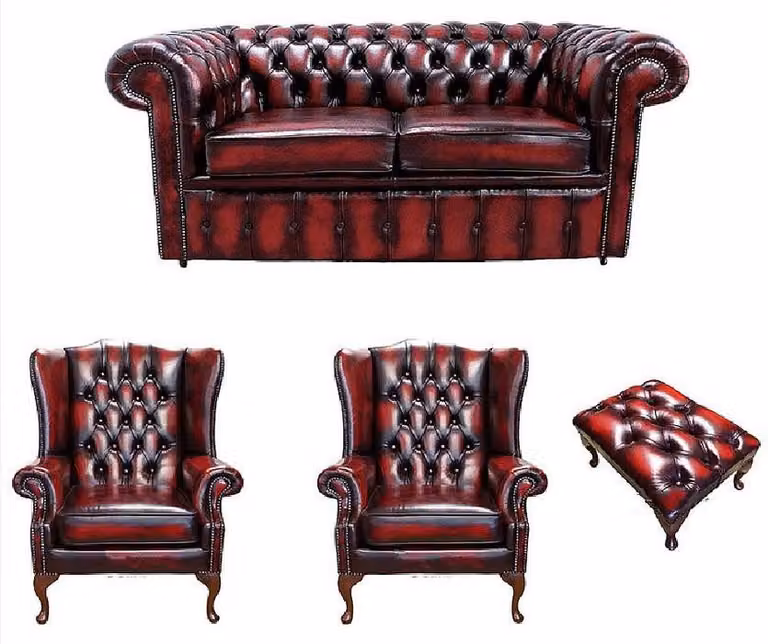 Chesterfield Sofagarnitur Leder Chesterfield Komplett Set Sofa Couch 432