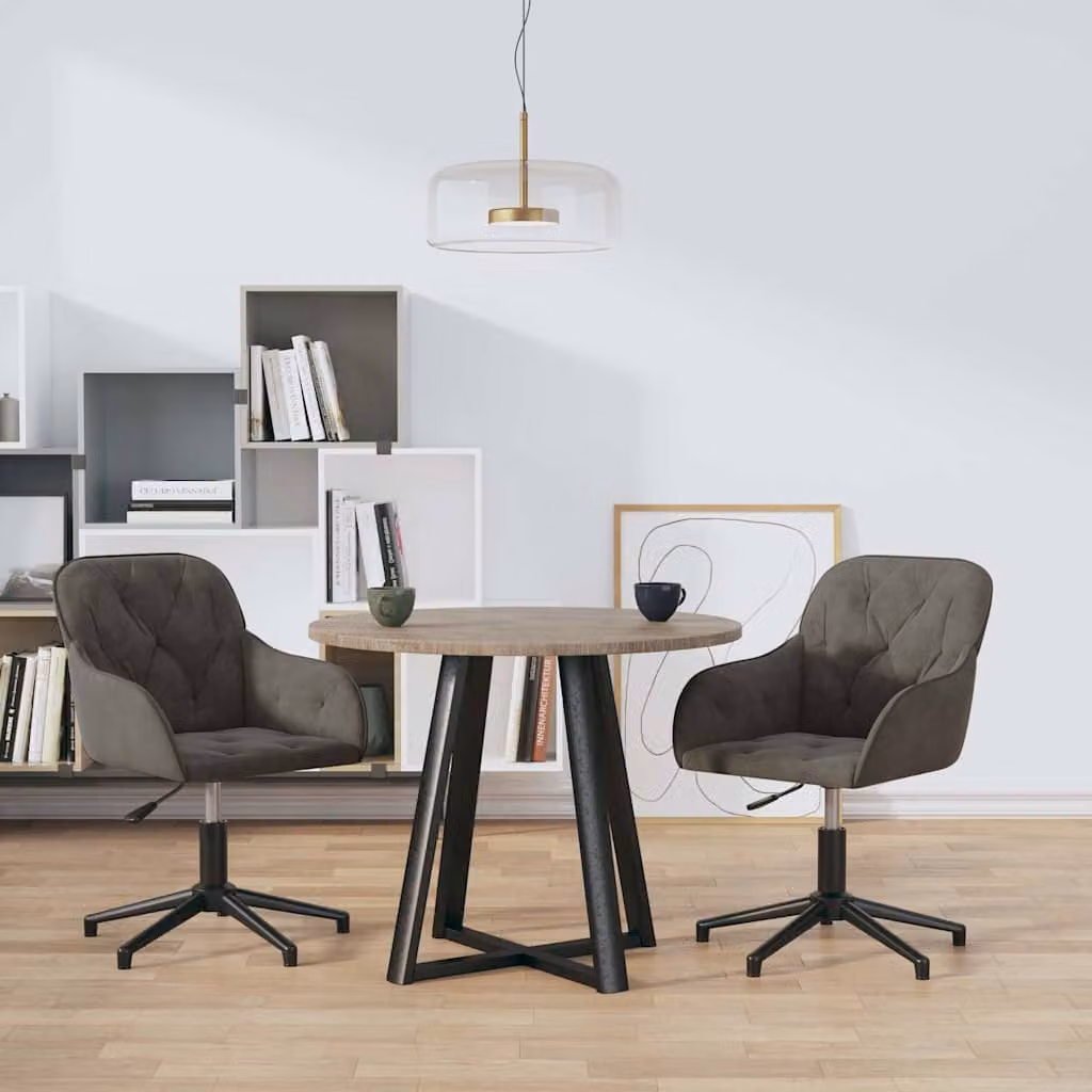 Set di 2 sedie da pranzo girevoli vidaXL in velluto grigio scuro – 1