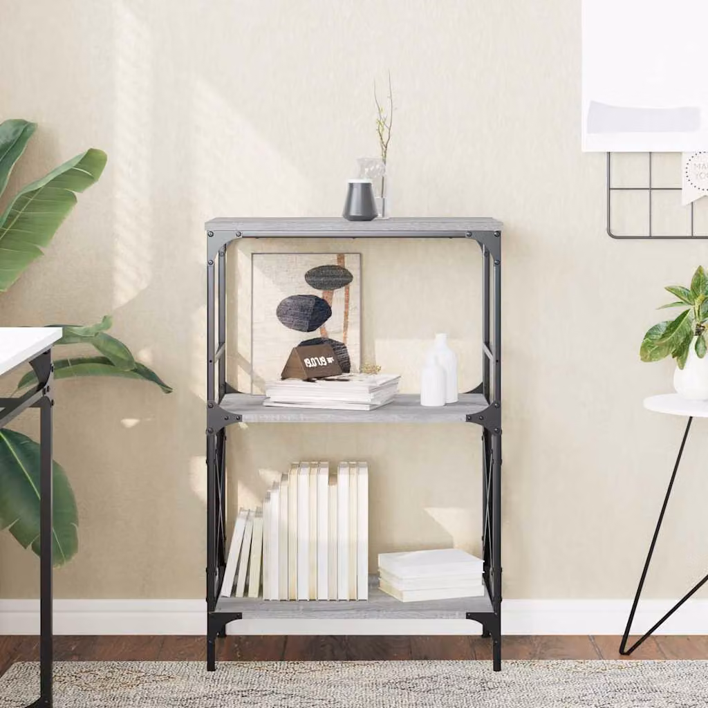 Libreria con 3 Ripiani vidaXL in Stile Industrial, Grigio, L/P/H: 59 x 35 x 90,5 cm