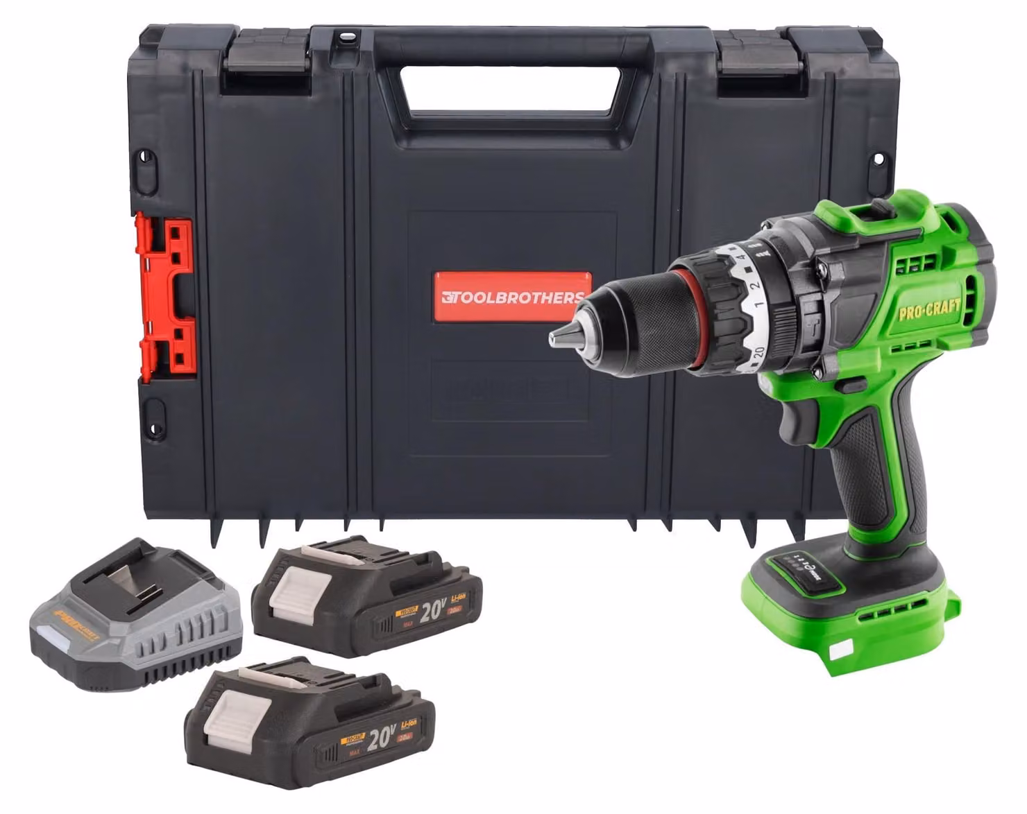 Avvitatore a percussione a batteria Procraft PA18ProBL-BB 20 V 180 Nm Brushless + 2x batteria 2,0 Ah + caricabatteria + valigetta RHINO