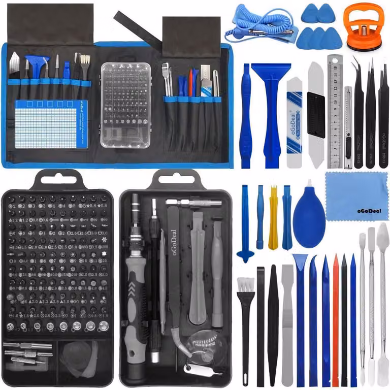 Set di cacciaviti multifunzione da 155 pezzi per la riparazione di dispositivi elettronici, tra cui computer, iPhone, laptop, tablet, console, fotocamere e occhiali (colore: nero)