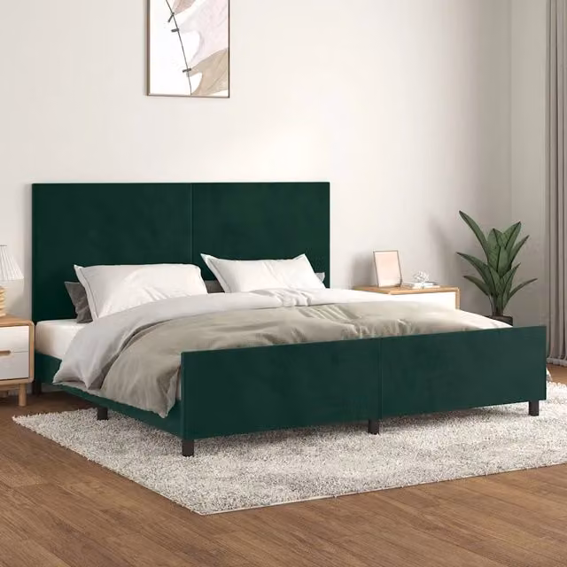 Giroletto senza Materasso-Struttura Letto Verde Scuro 200x200 cm in Velluto 851776