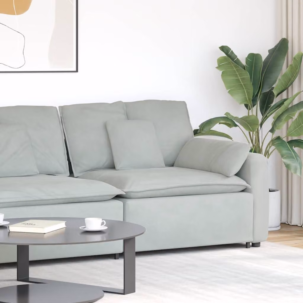vidaXL Modulo Terminale Divano Modulare con Bracciolo e Cuscini, Grigio