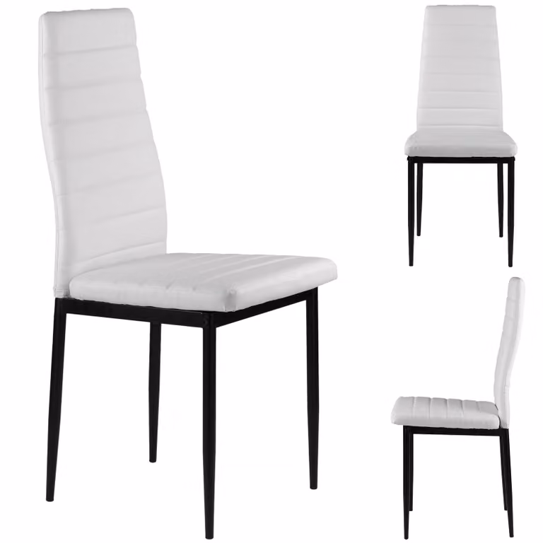 Sedie imbottite 4x sedie per sala da pranzo, bianche ModernHome
