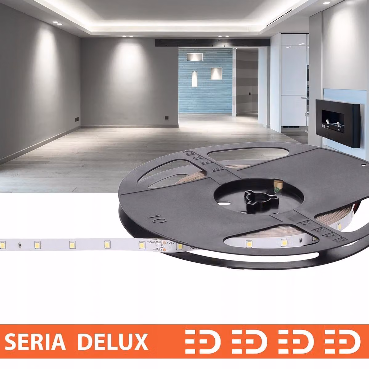 Striscia LED Prescot Delux, 24V, 4,4W/metro, luce bianca fredda, 10 metri
