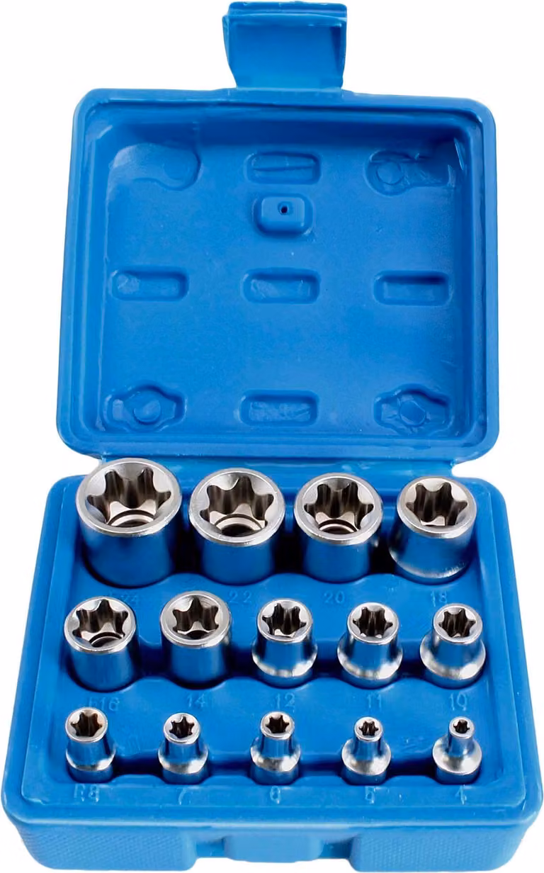 Set bussole E-Torx, 1/2" 1/4" 3/8", E4-E24 ,14 pezzi