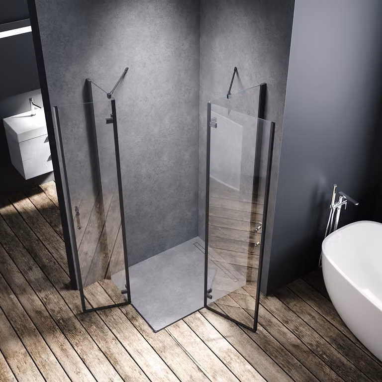 SONNI nero 100x120x195cm cabina doccia con porta a battente doccia angolare nano vetro doccia angolare 6mm ESG vetro di sicurezza