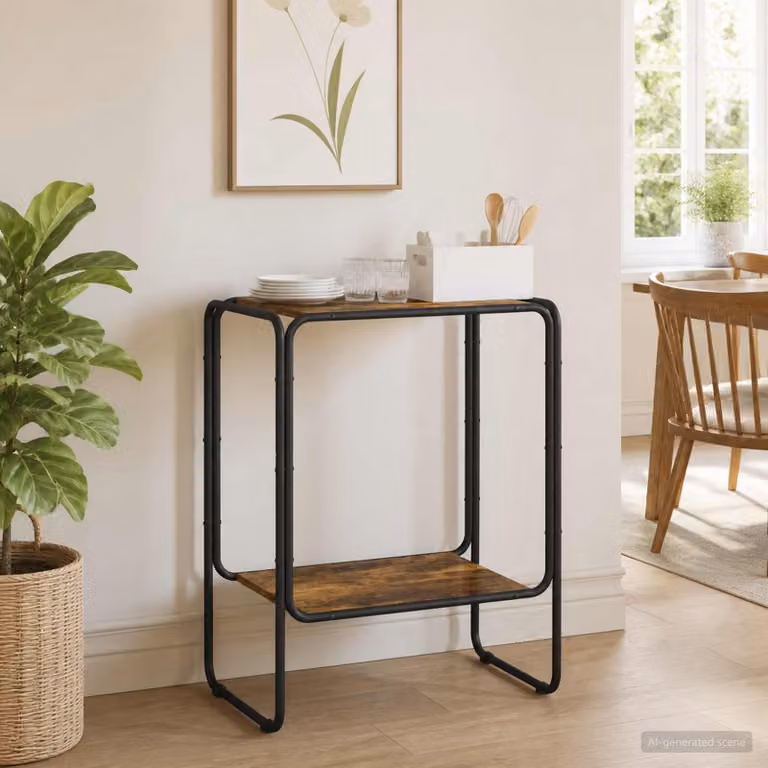 Credenza stile industrial vidaXL in legno e metallo, colore marrone, L 60 cm x P 38 cm x H 75 cm