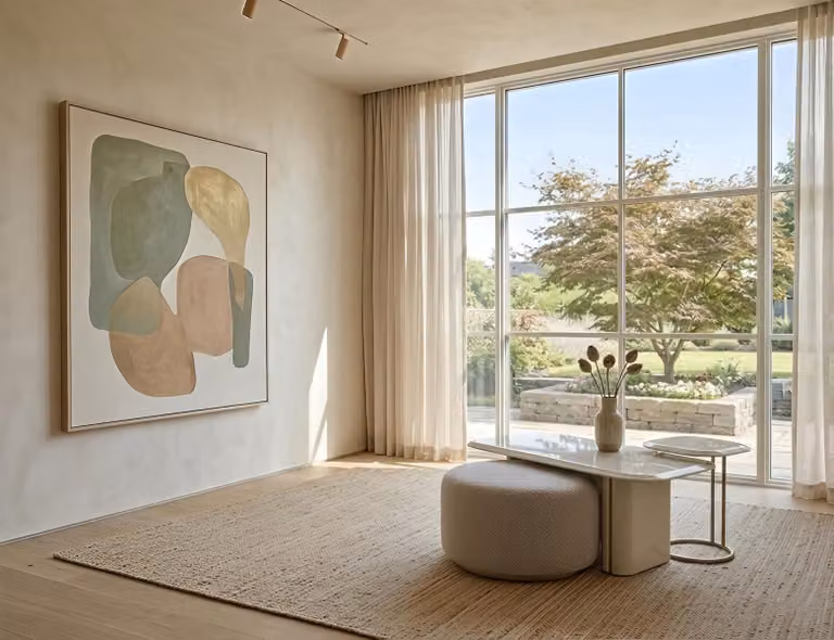 Set di tavolino e poggiapiedi moderni, color beige, dal design elegante e lussuoso, ideale per il soggiorno