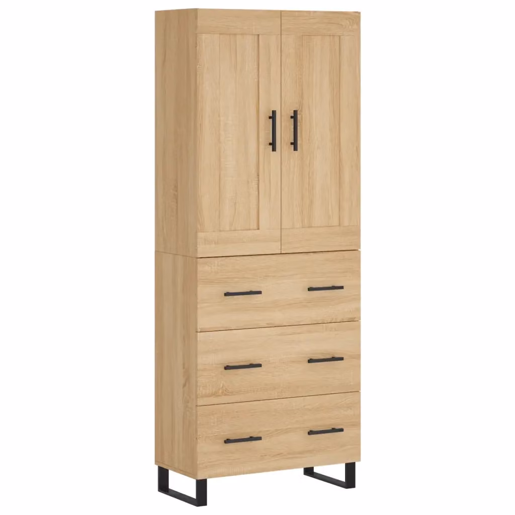 Credenza moderna vidaXL in legno e metallo color beige, L: 69,5 cm, P: 34 cm, H: 180 cm – 2