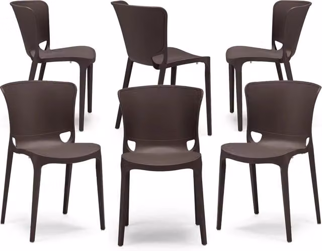 Set 6 sedie in polipropilene JUMBO, 100% MADE IN ITALY, impilabile, resistente ai raggi UV, design moderno, ideale per sala da pranzo, cucina, sala d’attesa, bar, ristoranti o giardino, colore Marrone