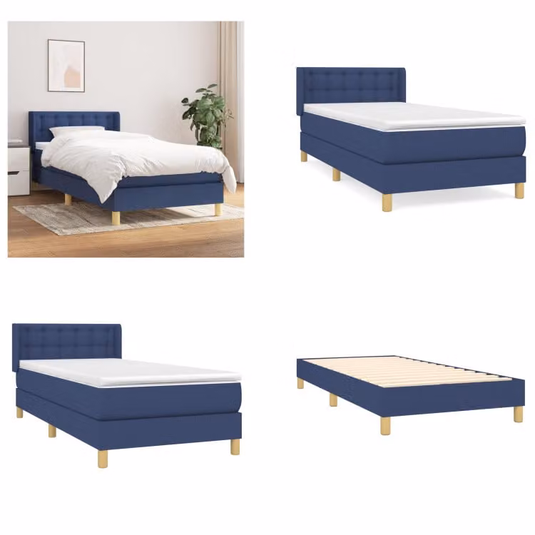 vidaXL Letto boxspring con materasso in tessuto blu 90x190 cm - Letto boxspring - Boxspringbetten - Bett - Schlafzimmermöbel
