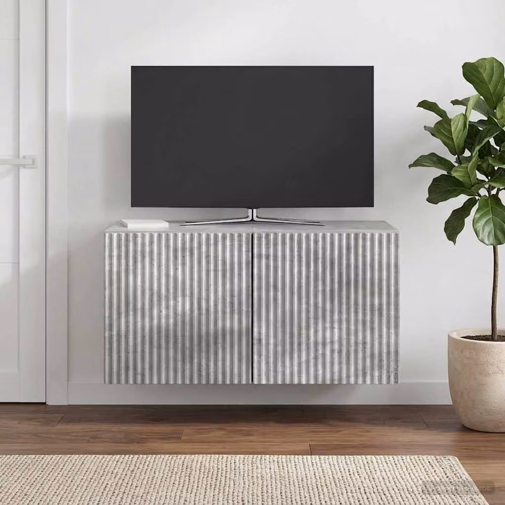 vidaXL Mobile Porta TV da Muro Moderno in MDF Grigio L: 59,5 cm, P: 31 cm, H: 30 cm