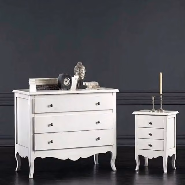 Como 3 cassetti arte povera in legno massello e mdf con rifinitura in bianco 107x52x89 H