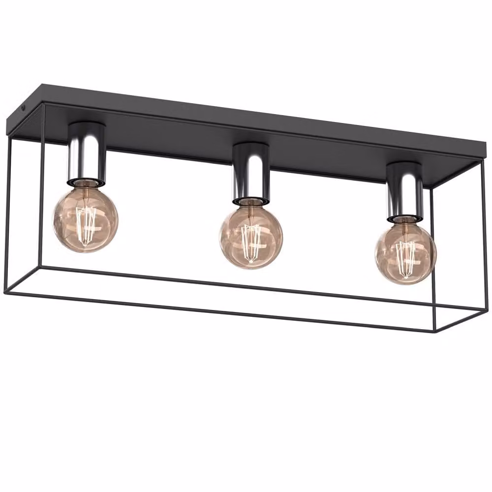 Lampada a sospensione Homen nero opaco-cromata 3xE27x15W in metallo, dimensioni: 22x55x14 cm, IP20, Luminex