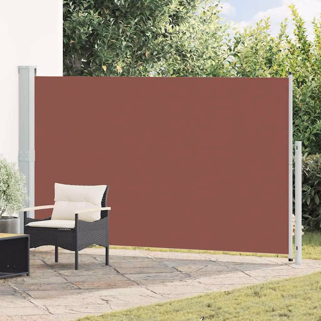 Tenda Laterale Retrattile per Patio vidaXL in Poliestere e Acciaio, Marrone, L: 314 cm, H: 180 cm