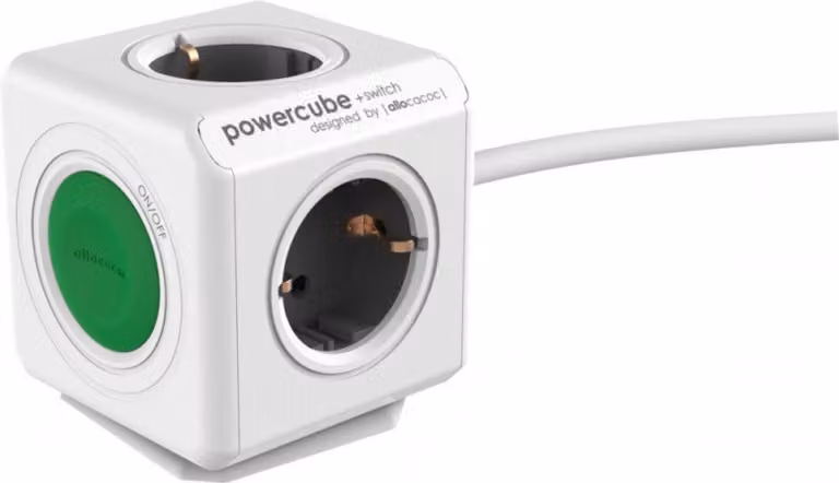 allocacoc 1301/DEEXSW allocacoc PowerCube Extended +switch 4-fach Steckdosenwürfel weiß