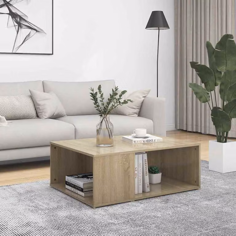 vidaXL Tavolino da Salotto Moderno in Legno Rovere, L 90 cm x P 67 cm x H 33 cm