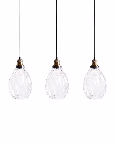 Beliani Lampada a sospensione con illuminazione a 3 punti con paralume in vetro e metallo Trasparente