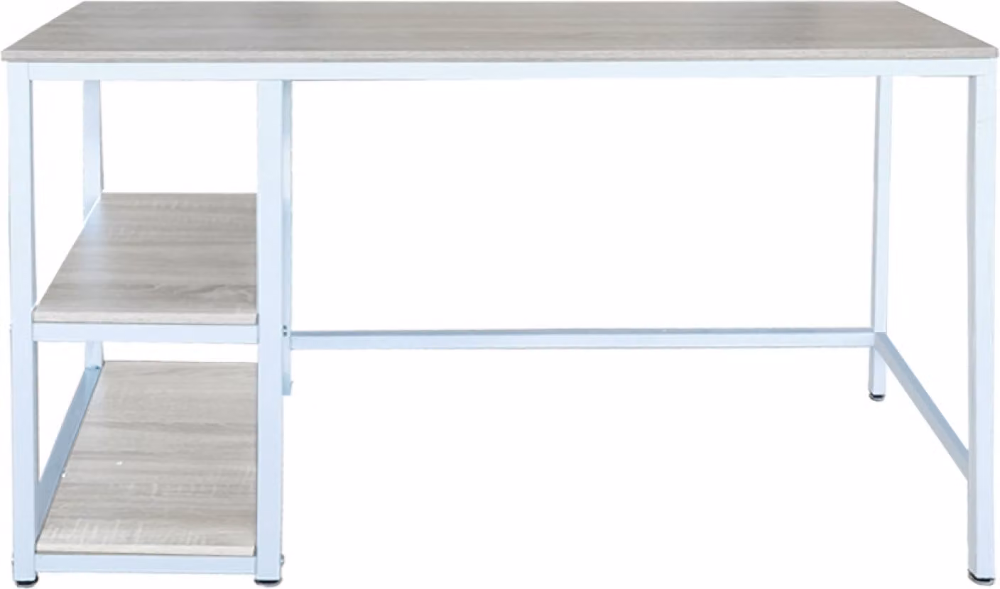 Bureau Stoer - scrivania per computer - design industriale - con spazio contenitivo - bianco e marrone