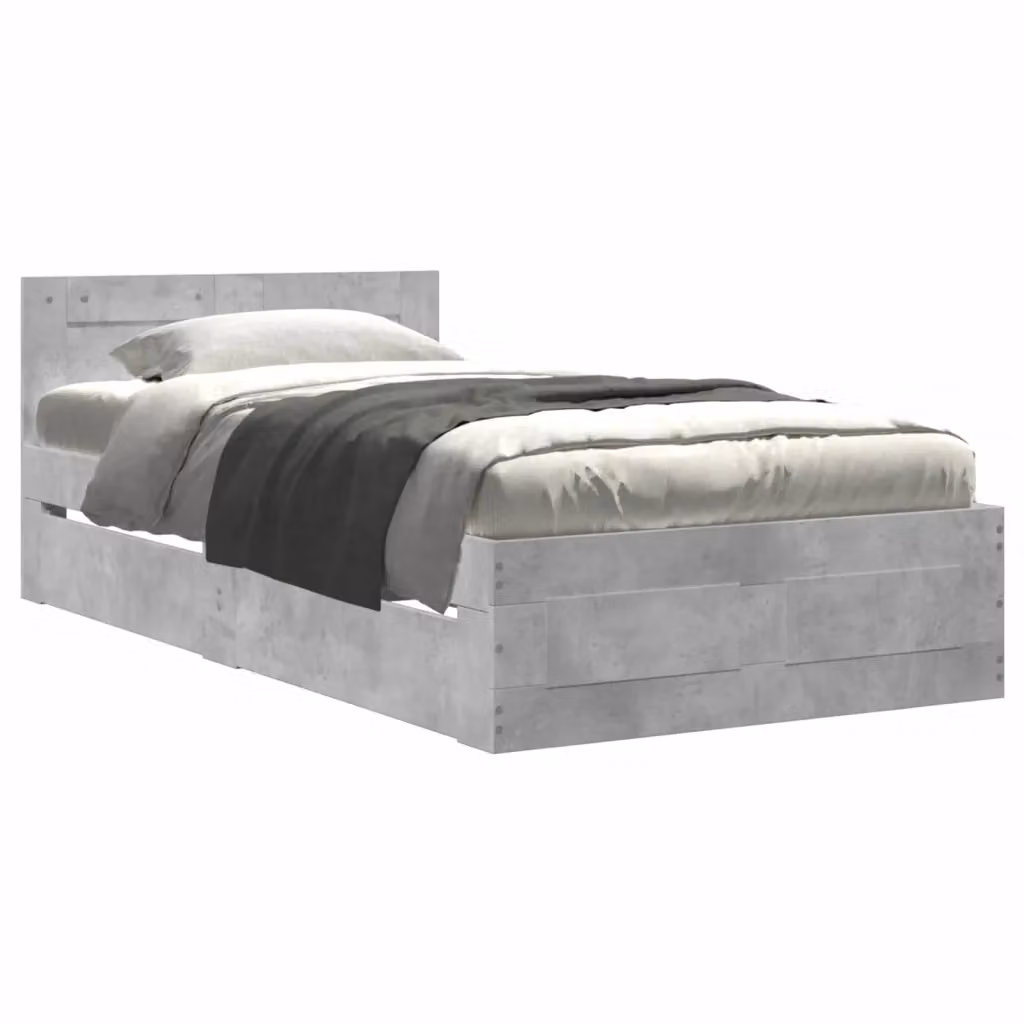 Struttura letto moderna vidaXL in legno ingegnerizzato con cassetti, Grigio – 2