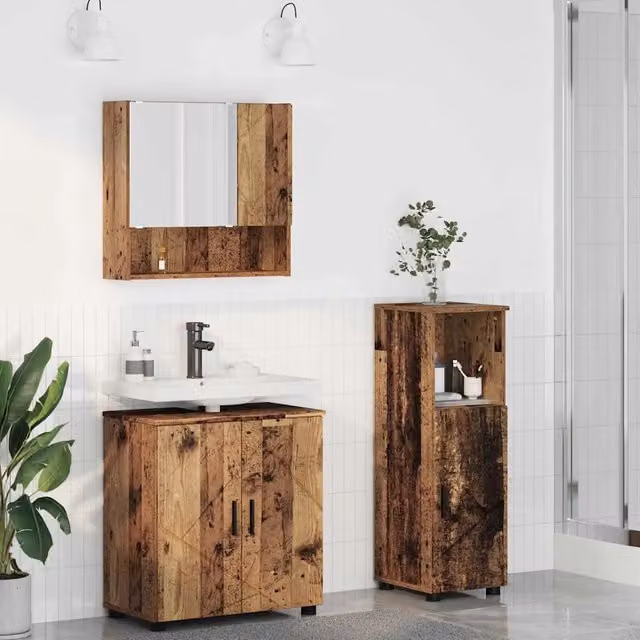 Set di mobili per il bagno 3 pz Legno vecchio 61 x 35 x 64 cm 3392951