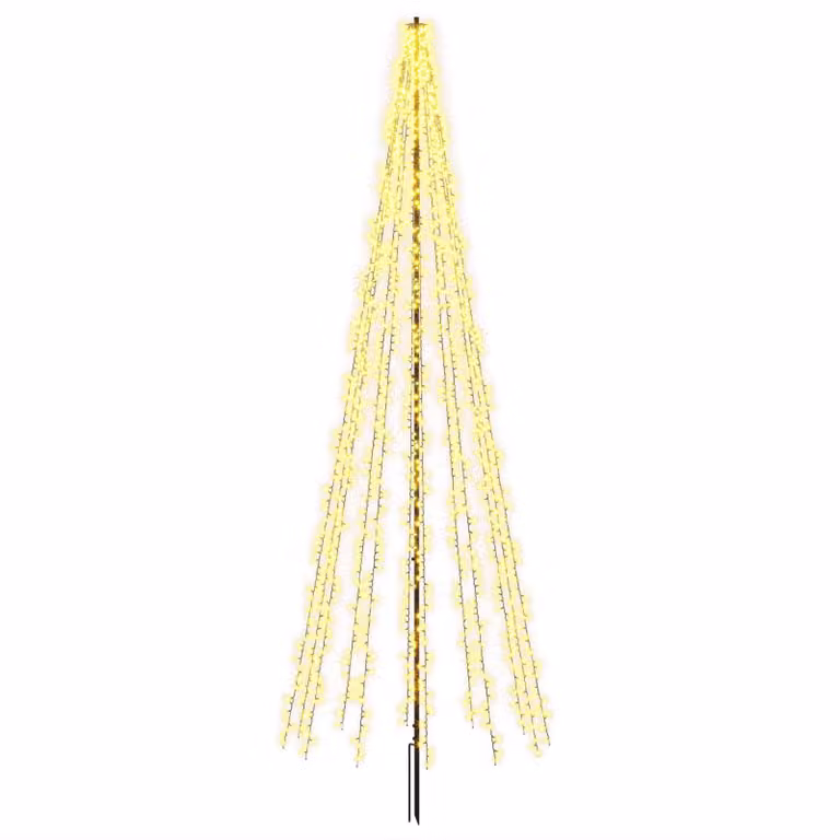 Albero di Natale a LED, altezza 385 cm, 2460 LED, luce bianca calda, struttura in acciaio, colore nero