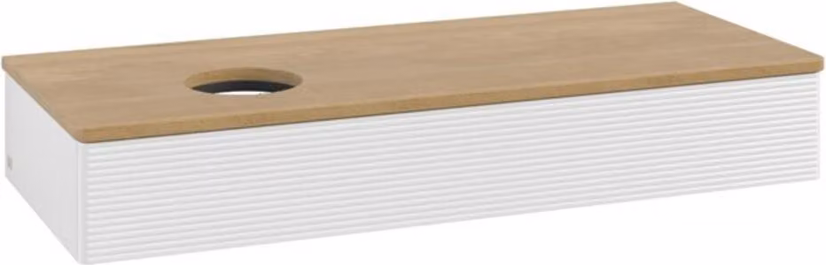 Mobiletto V&B con struttura frontale, con illuminazione Antao 120x19x50cm, WBP hon. Oa, glo wh. Lac