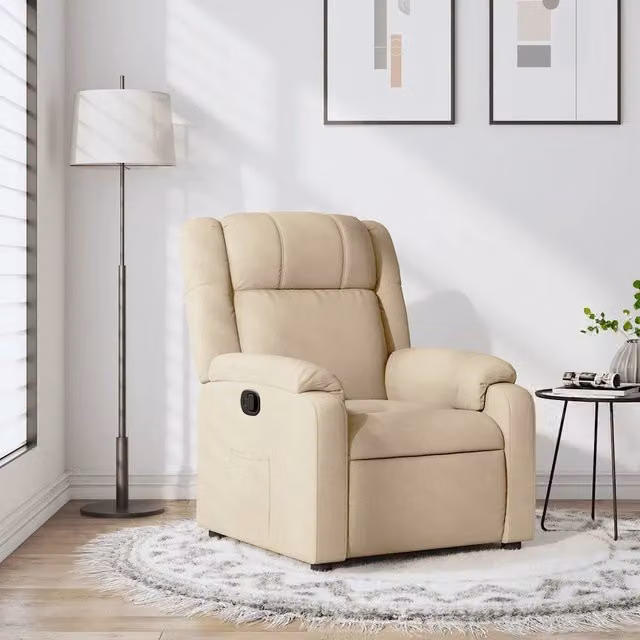 Poltrona Reclinabile Relax vidaXL in Tessuto Beige con Braccioli e Regolazione Manuale