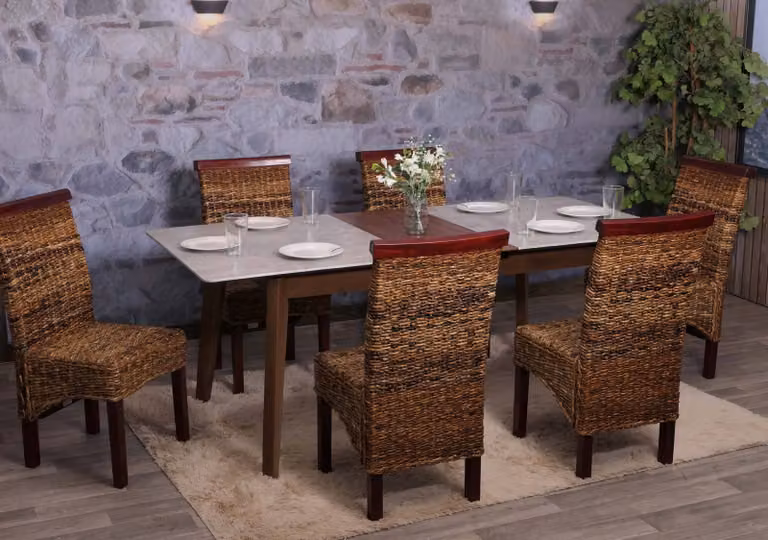 set di 6 sedie da pranzo in vimini Sedia M45 in vimini banana ~ leggero, senza cuscino