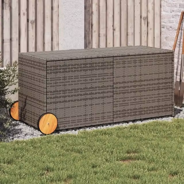Contenitore da giardino vidaXL in legno di acacia oliato grigio con ruote – 1