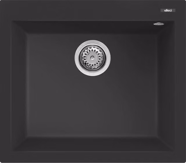 Lavello a una vasca Elleci Quadra 105 in quarzo nero L: 57 cm, P: 50 cm – 1