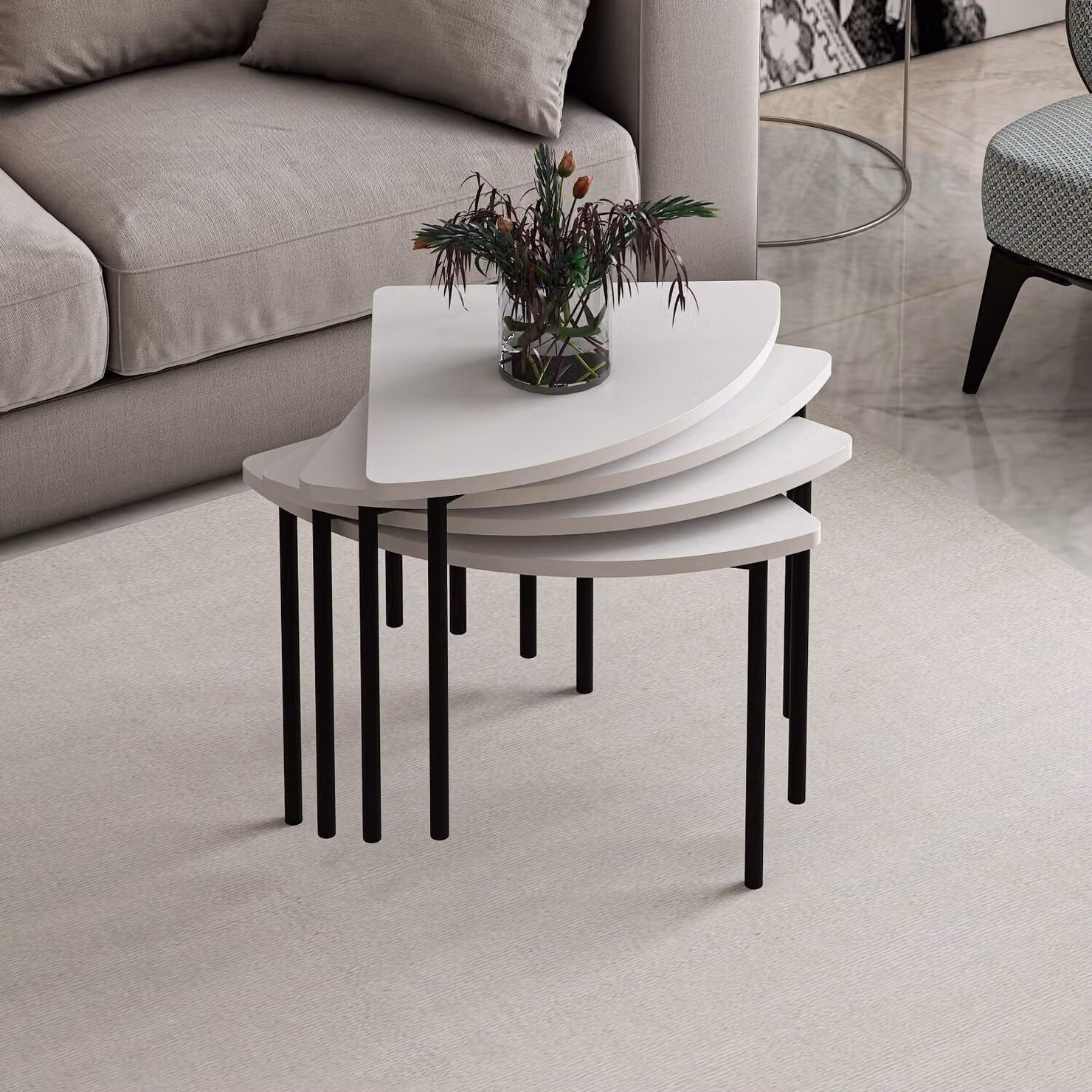 Skye Decor, Emma - 8921, tavolino da salotto, bianco, 100% pannelli truciolari rivestiti in melamina, 90 x 42 x 42 cm