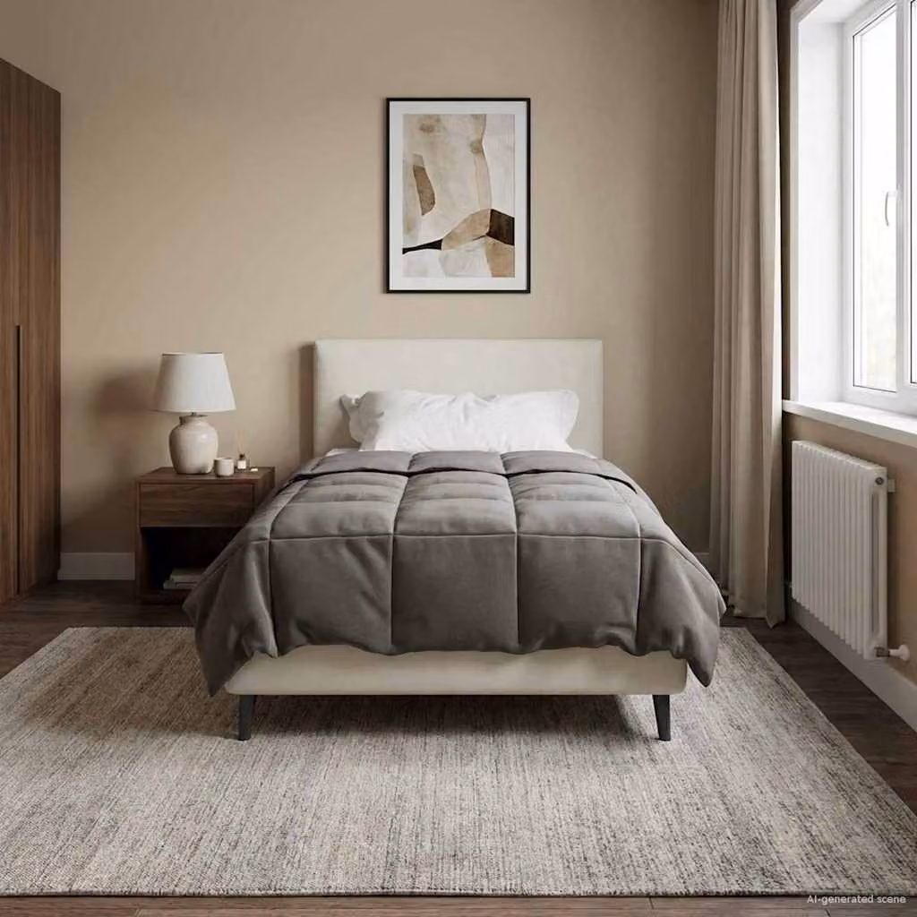 Piumino estivo vidaXL in microfibra traspirante e reversibile, Grigio, 155 x 200 cm