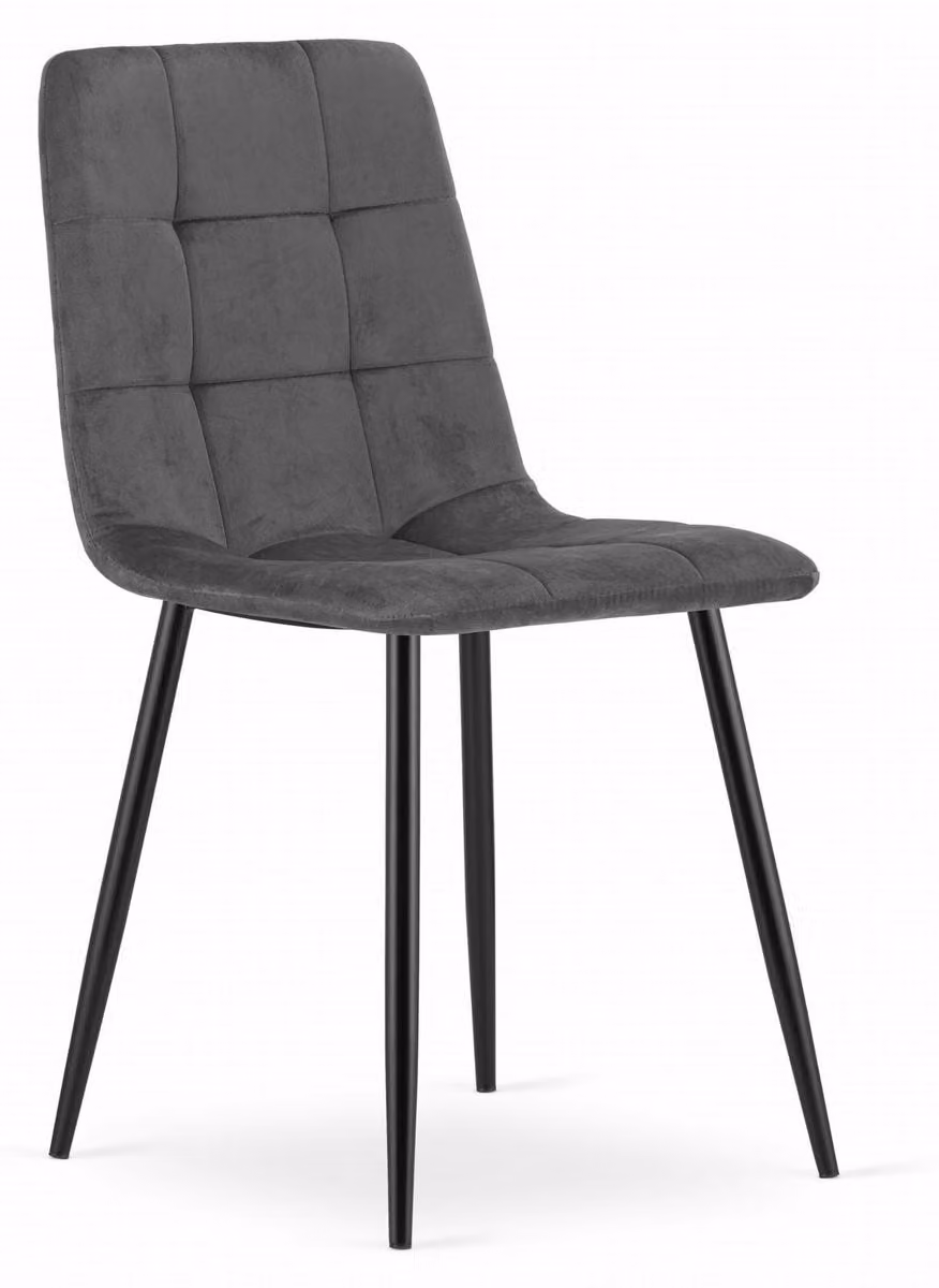 Sedia Kara in velluto grigio scuro con gambe in metallo